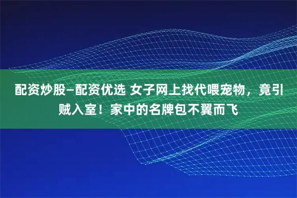 配资炒股—配资优选 女子网上找代喂宠物，竟引贼入室！家中的名牌包不翼而飞